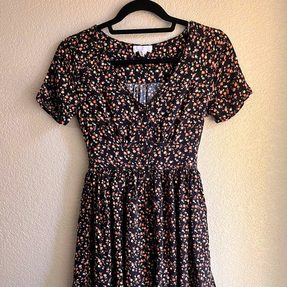 Tillys Women Floral Mini Black Dress S Small